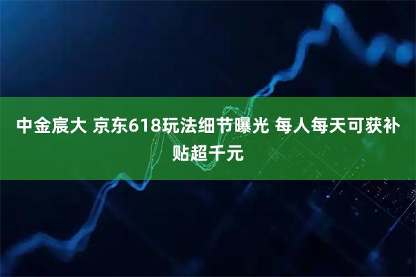 中金宸大 京东618玩法细节曝光 每人每天可获补贴超千元